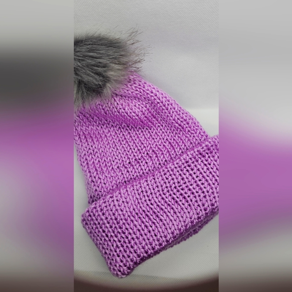 Handmade Lilac Knitted Beanie